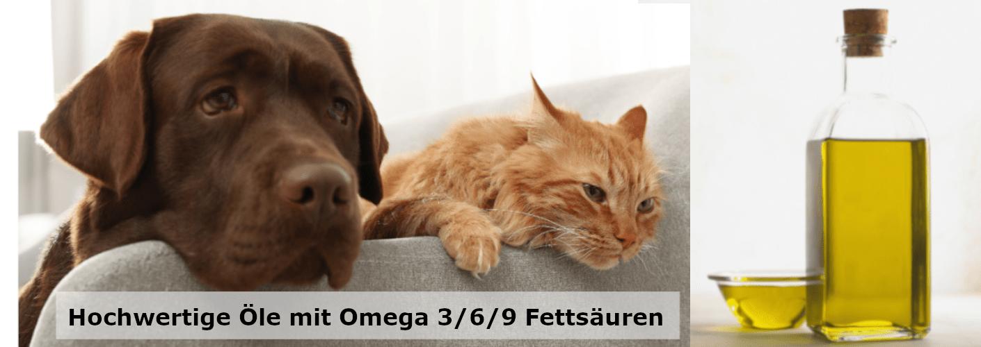 Öl für Hunde und Katzen von Pfotenstrolch - reich an Omega 3 und Omega 6 Fettsäuren