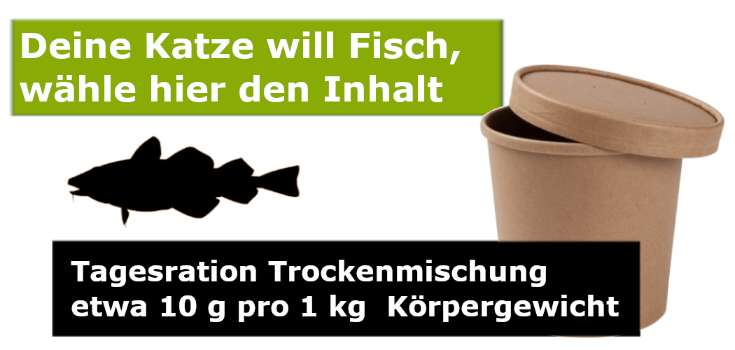 Du hast dich für Katze Trocken Barf Fisch entschieden, hier wählst du die Größe