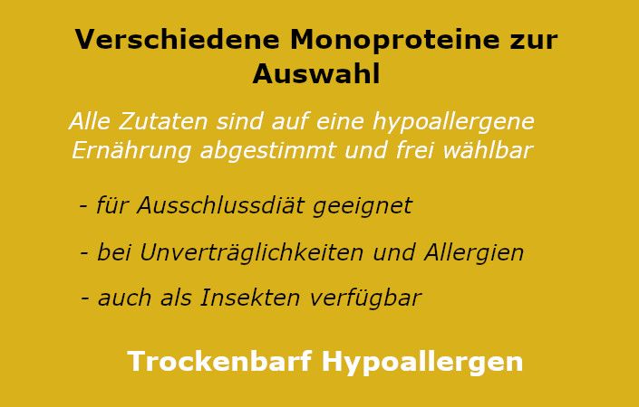 Hundefutter Hypoallergen - zur Ausschlussdiät geeignet, ohne Konservierungsstoffe