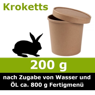 Unser 200 g Trocken Barf Wunschnapf vom Kaninchen ist ein Alleinfuttermittel ohne billige Füllstoffe und ohne Farb- und Konservierungsstoffe