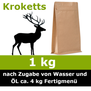 Unser 1 kg Trocken Barf Wunschnapf vom Wild ist ein Alleinfuttermittel ohne billige Füllstoffe und ohne Farb- und Konservierungsstoffe