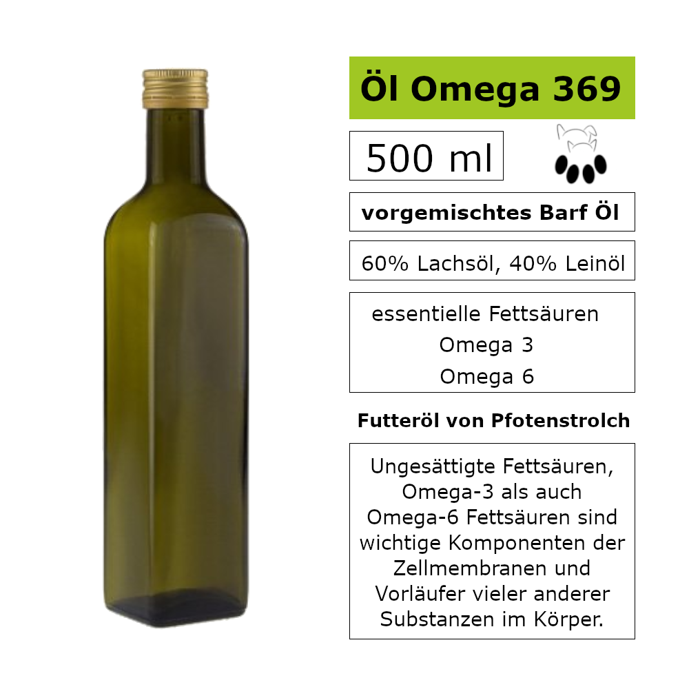 Öl Omega 369 von Pfotenstrolch als gesunde Ergänzung zu einem hochwertigen Menü