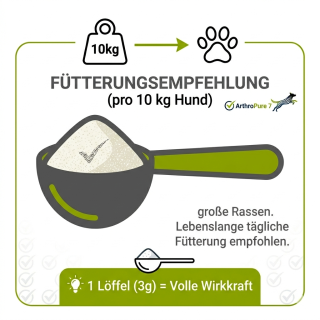 Abbildung des 3g Messlöffels für ArthroPure 7 zur exakten Dosierung ohne Streckmittel.