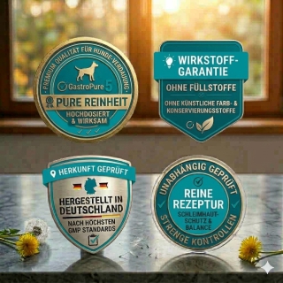 Gütesiegel - Erleichterung für den Hund: GastroPure 5 bei Sodbrennen, Durchfall und Nüchternerbrechen